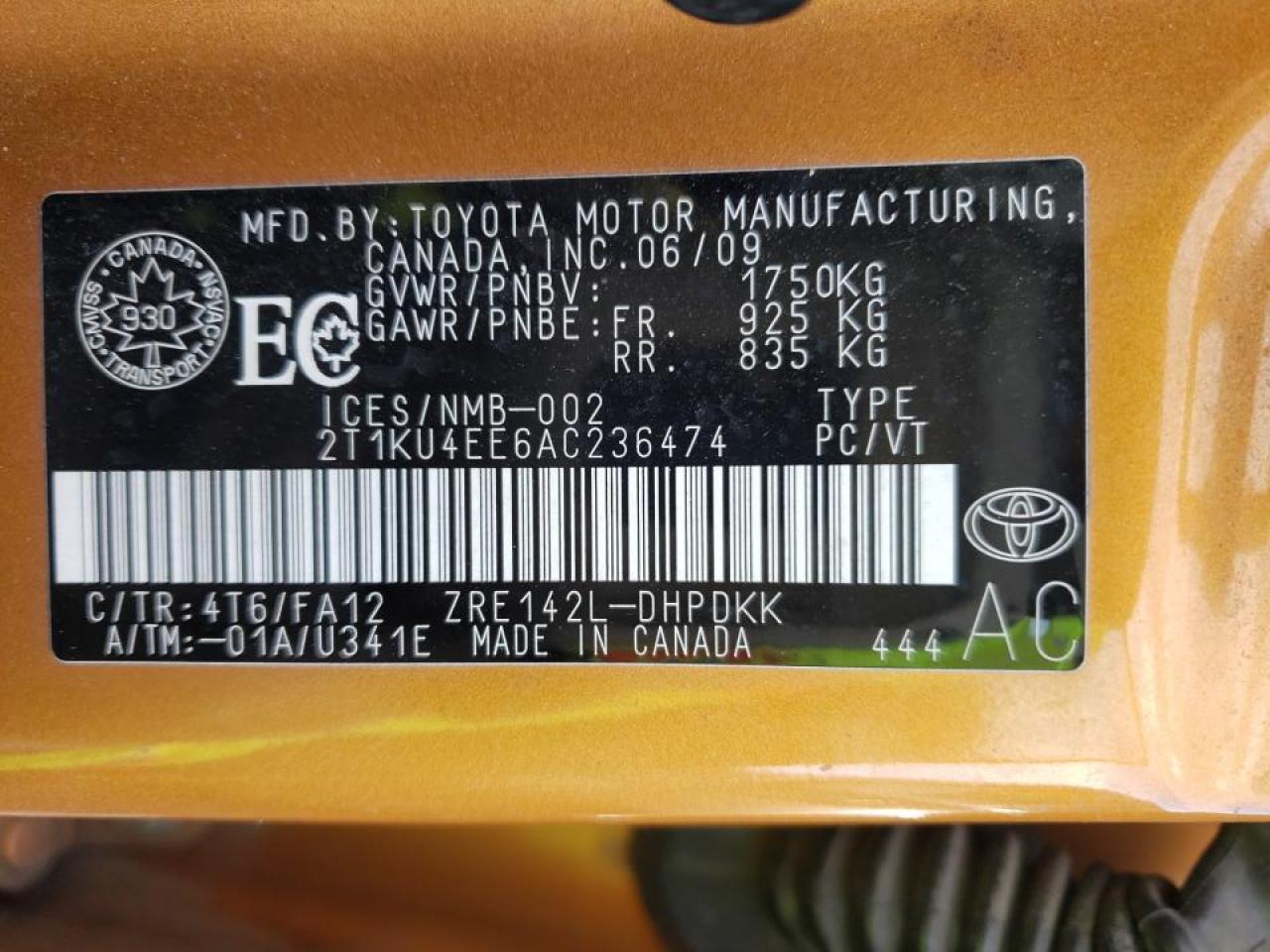 Photo 10 from auction – 2010 TOYOTA COROLLA MA with VIN 2T1KU4EE6AC236474