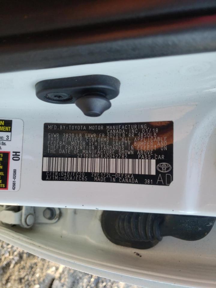 Photo 10 from auction – 2018 TOYOTA COROLLA L with VIN 2T1BURHEXJC042782