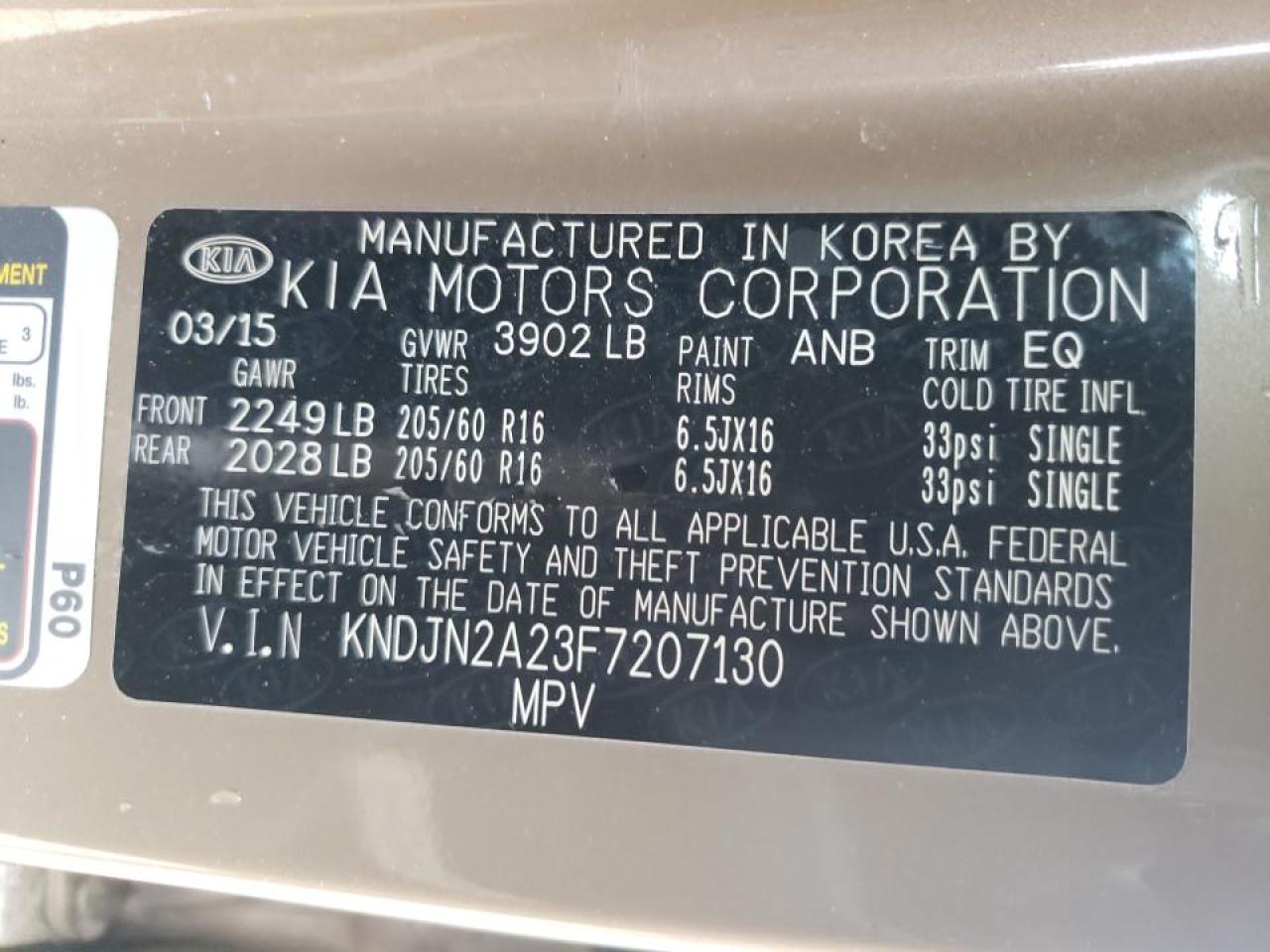 Photo 10 from auction – 2015 KIA SOUL with VIN KNDJN2A23F7207130