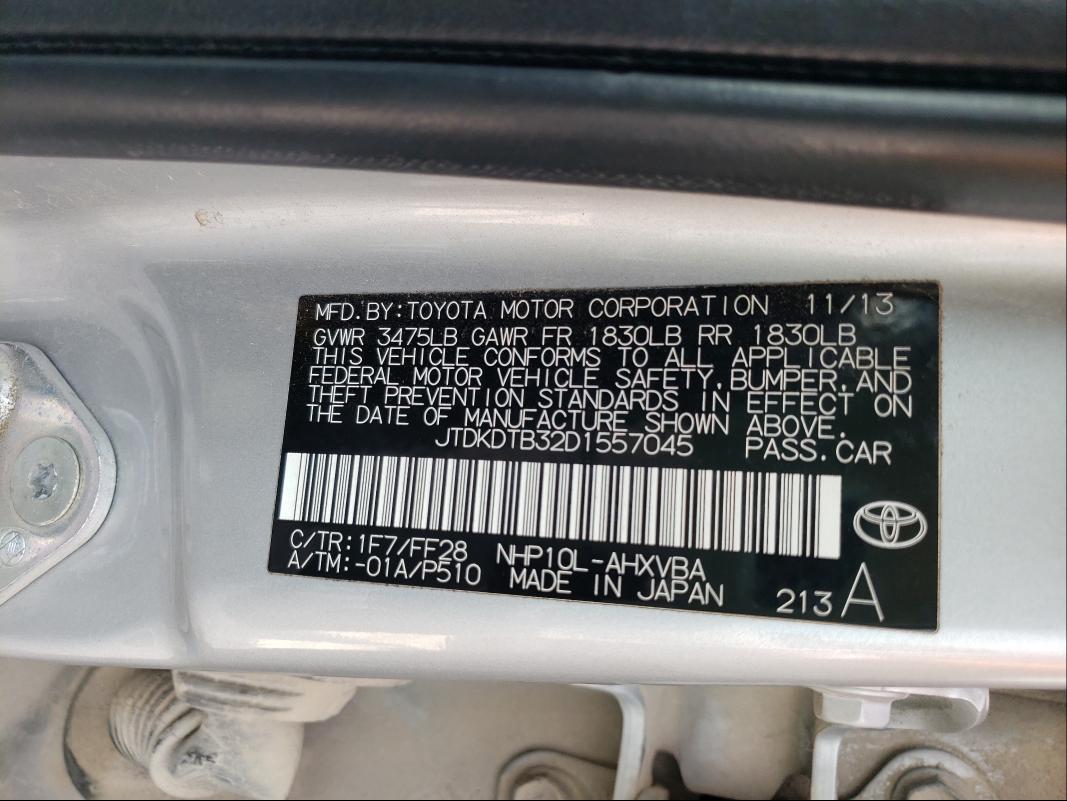 Photo 10 from auction – 2013 TOYOTA PRIUS C with VIN JTDKDTB32D1557045