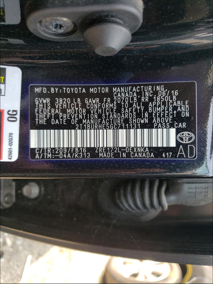Photo 10 from auction – 2016 TOYOTA COROLLA L with VIN 2T1BURHE5GC711131