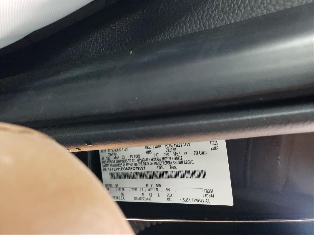 Photo 10 from auction – 2016 FORD F150 SUPER with VIN 1FTEW1EG6GFC79591