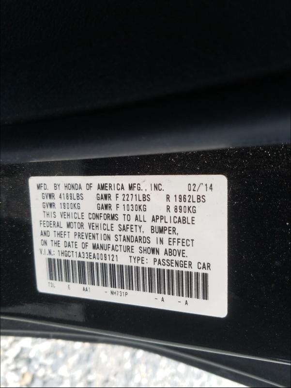 Photo 10 from auction – 2014 HONDA ACCORD LX- with VIN 1HGCT1A33EA009121