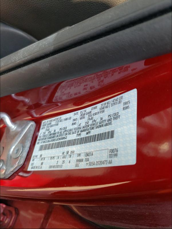 Photo 10 from auction – 2014 FORD ESCAPE TIT with VIN 1FMCU9JX6EUD65862