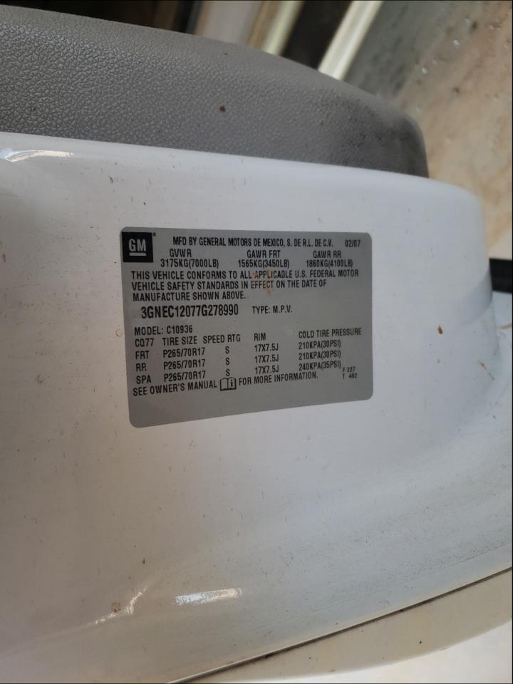 Photo 10 from auction – 2007 CHEVROLET AVALANCHE with VIN 3GNEC12077G278990