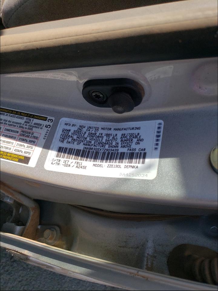 Photo 10 from auction – 2007 TOYOTA COROLLA CE with VIN 1NXBR32EX7Z903439