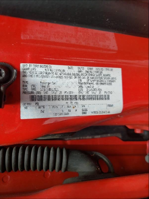 Photo 10 from auction – 2012 FORD FOCUS SEL with VIN 1FAHP3H29CL395861