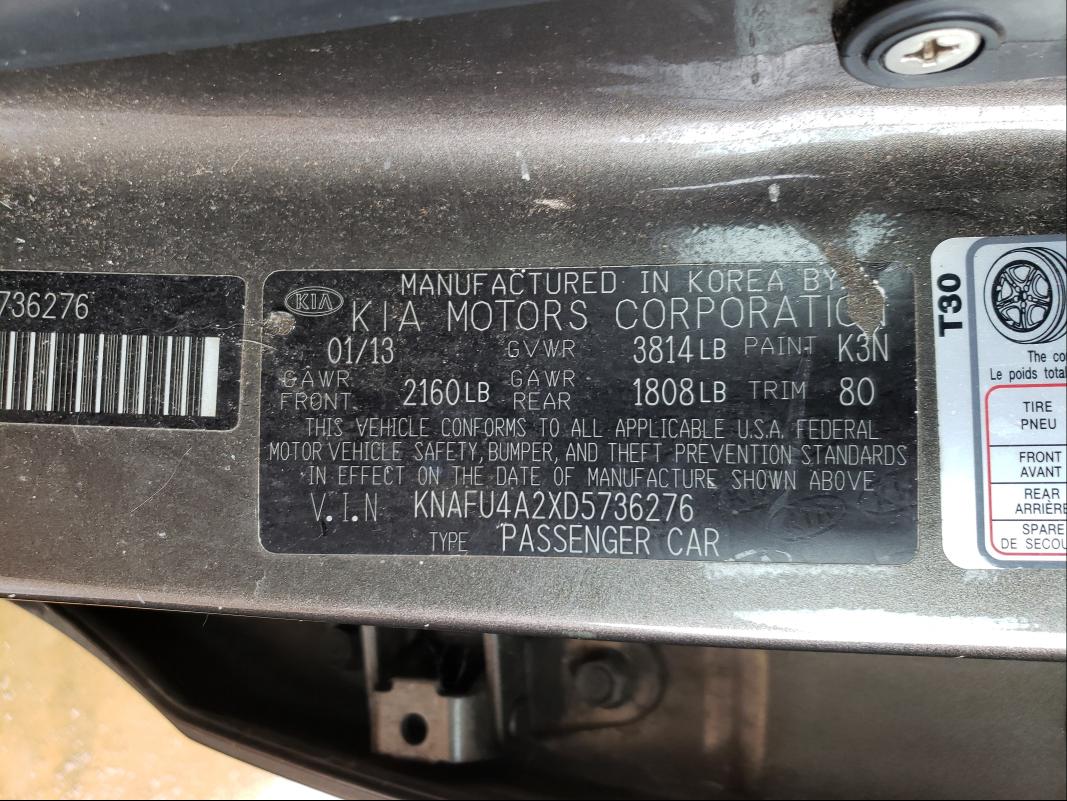 Photo 10 from auction – 2013 KIA FORTE EX with VIN KNAFU4A2XD5736276