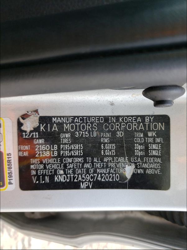 Photo 10 from auction – 2012 KIA SOUL with VIN KNDJT2A59C7420210