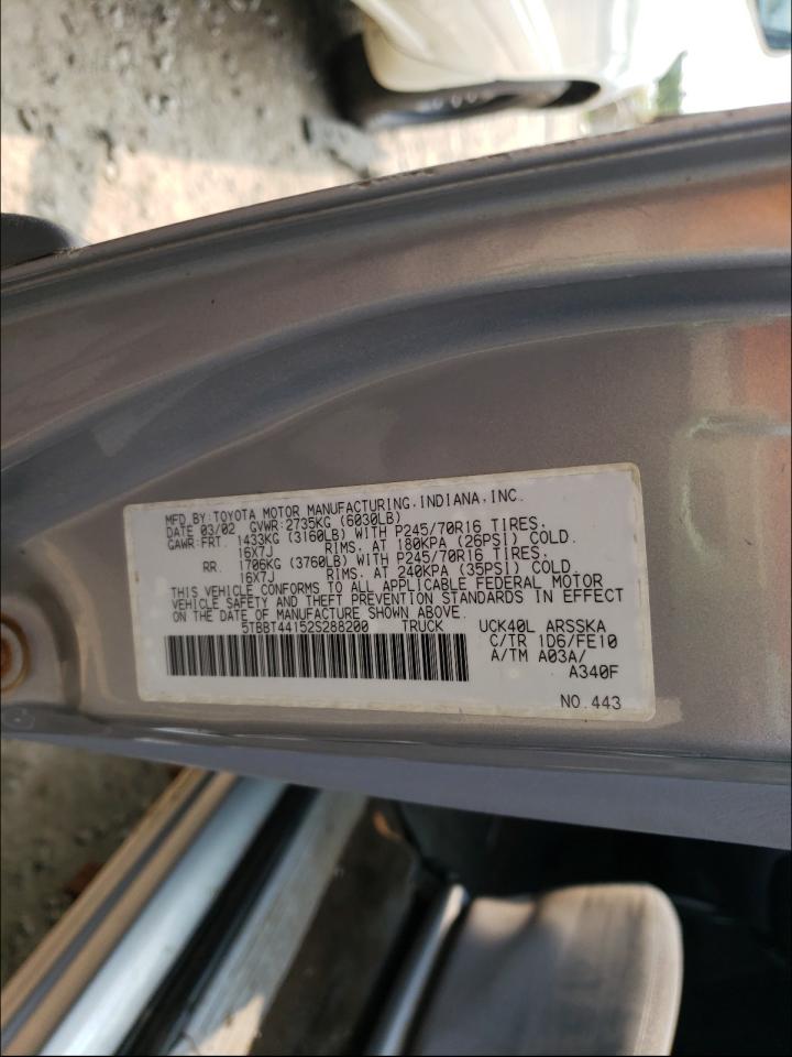 Photo 10 from auction – 2002 TOYOTA TUNDRA ACC with VIN 5TBBT44152S288200
