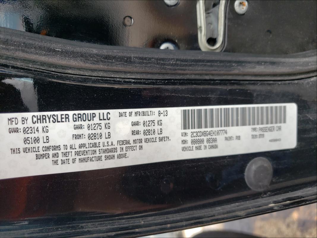 Photo 10 from auction – 2014 DODGE CHARGER SE with VIN 2C3CDXBG4EH107774