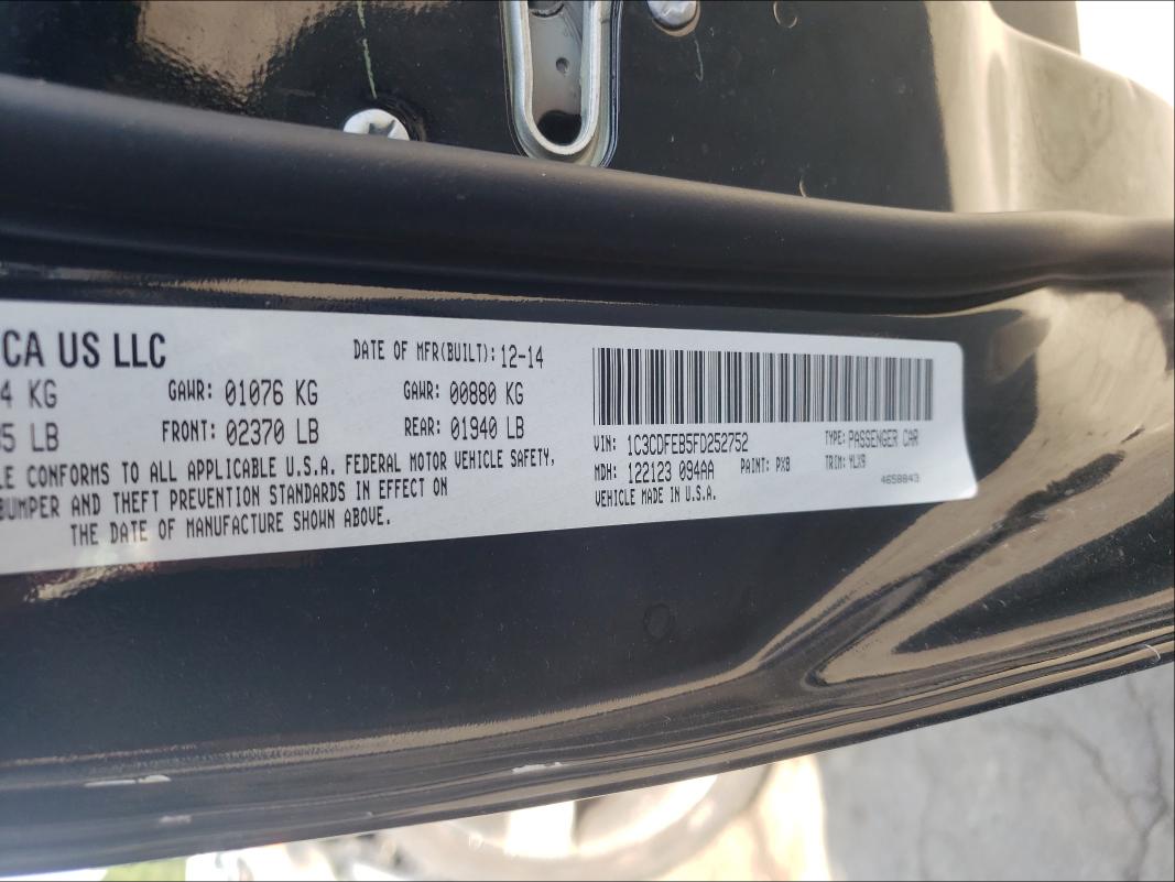 Photo 10 from auction – 2015 DODGE DART GT with VIN 1C3CDFEB5FD252752