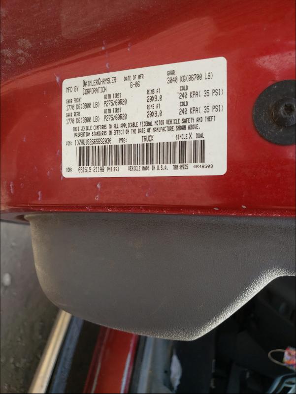 Photo 10 from auction – 2006 DODGE RAM 1500 S with VIN 1D7HU18266S692030
