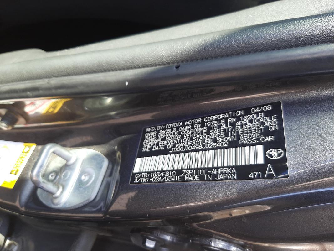 Photo 10 from auction – 2008 TOYOTA SCION XD with VIN JTKKU10498J028402
