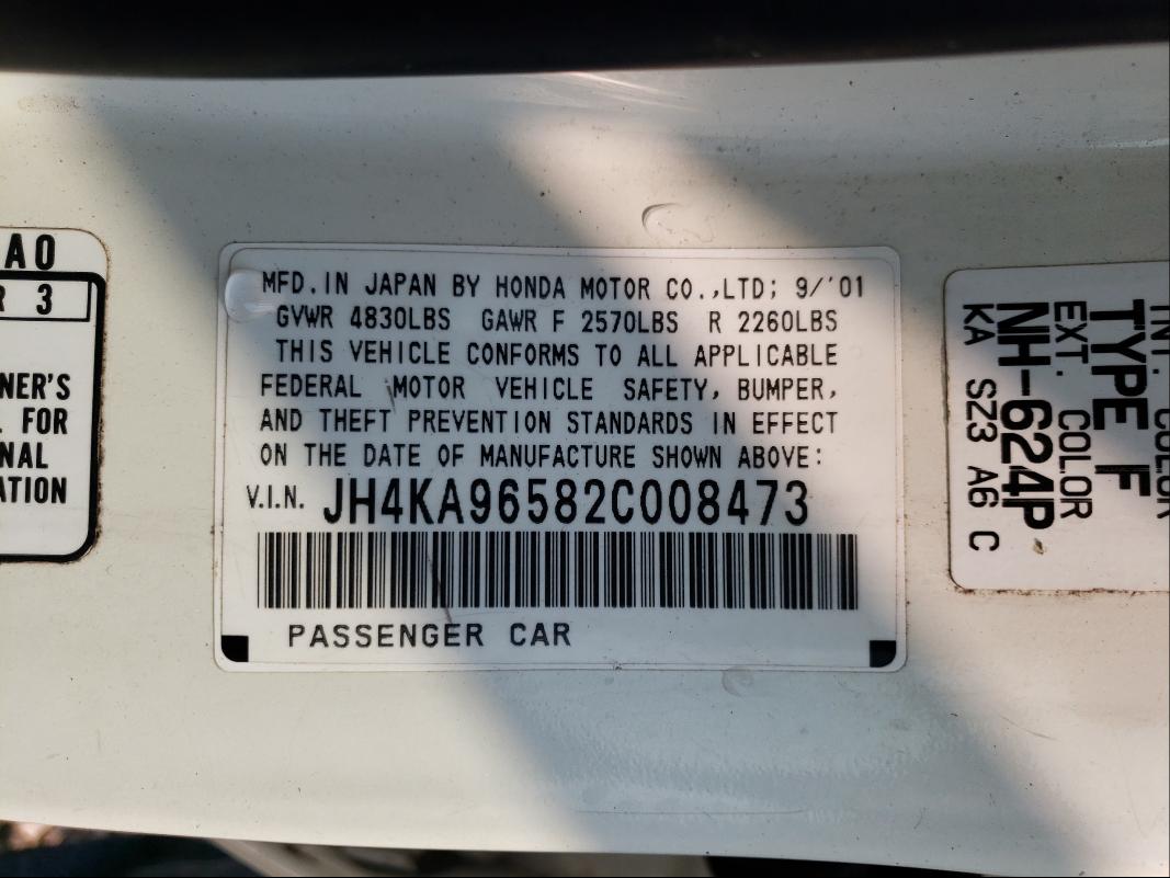 Photo 10 from auction – 2002 ACURA 3.5RL with VIN JH4KA96582C008473