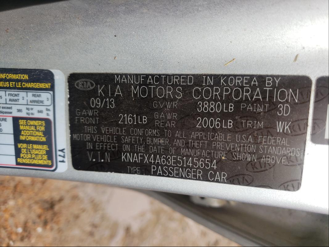 Photo 10 from auction – 2014 KIA FORTE LX with VIN KNAFX4A63E5145654