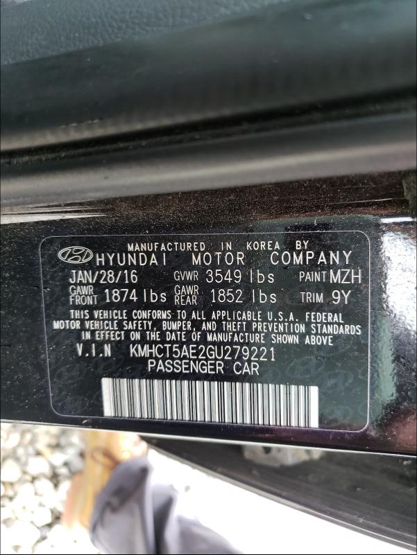 Photo 10 from auction – 2016 HYUNDAI ACCENT SE with VIN KMHCT5AE2GU279221