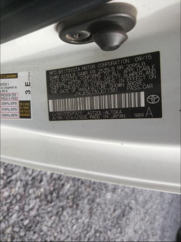 Photo 10 from auction – 2016 TOYOTA SCION TC with VIN JTKJF5C73GJ017381