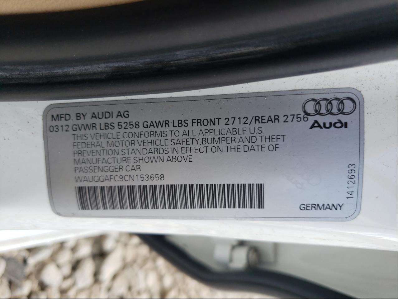 Photo 10 from auction – 2012 AUDI A6 PREMIUM with VIN WAUGGAFC9CN153658