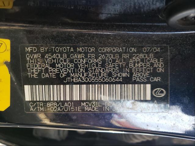 Photo 10 from auction – 2005 LEXUS ES 330 with VIN JTHBA30G555060644
