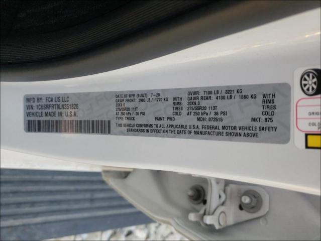 Photo 10 from auction – 2020 RAM 1500 LARAM with VIN 1C6SRFRT9LN351826