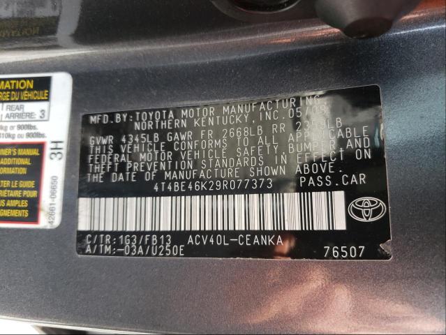 Photo 10 from auction – 2009 TOYOTA CAMRY with VIN 4T4BE46K29R077373