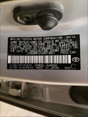 Photo 10 from auction – 2016 TOYOTA PRIUS with VIN JTDKBRFU1G3013821