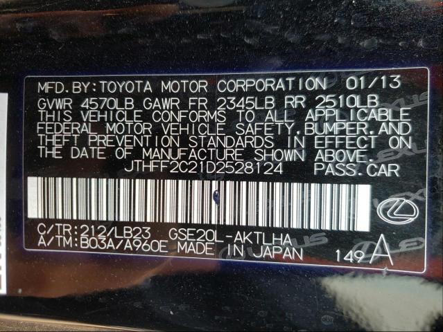 Photo 10 from auction – 2013 LEXUS IS 250 with VIN JTHFF2C21D2528124