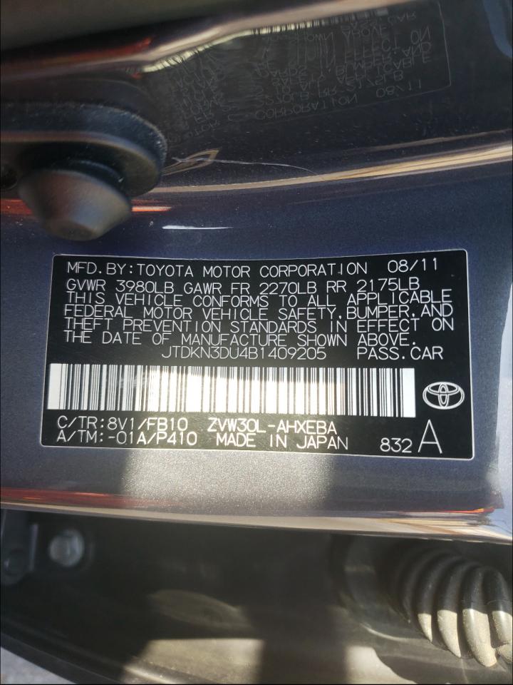 Photo 10 from auction – 2011 TOYOTA PRIUS with VIN JTDKN3DU4B1409205