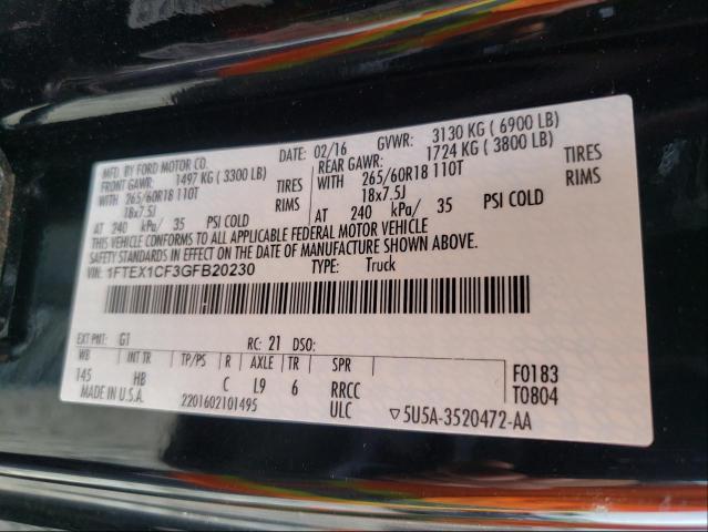 Photo 10 from auction – 2016 FORD F150 SUPER with VIN 1FTEX1CF3GFB20230