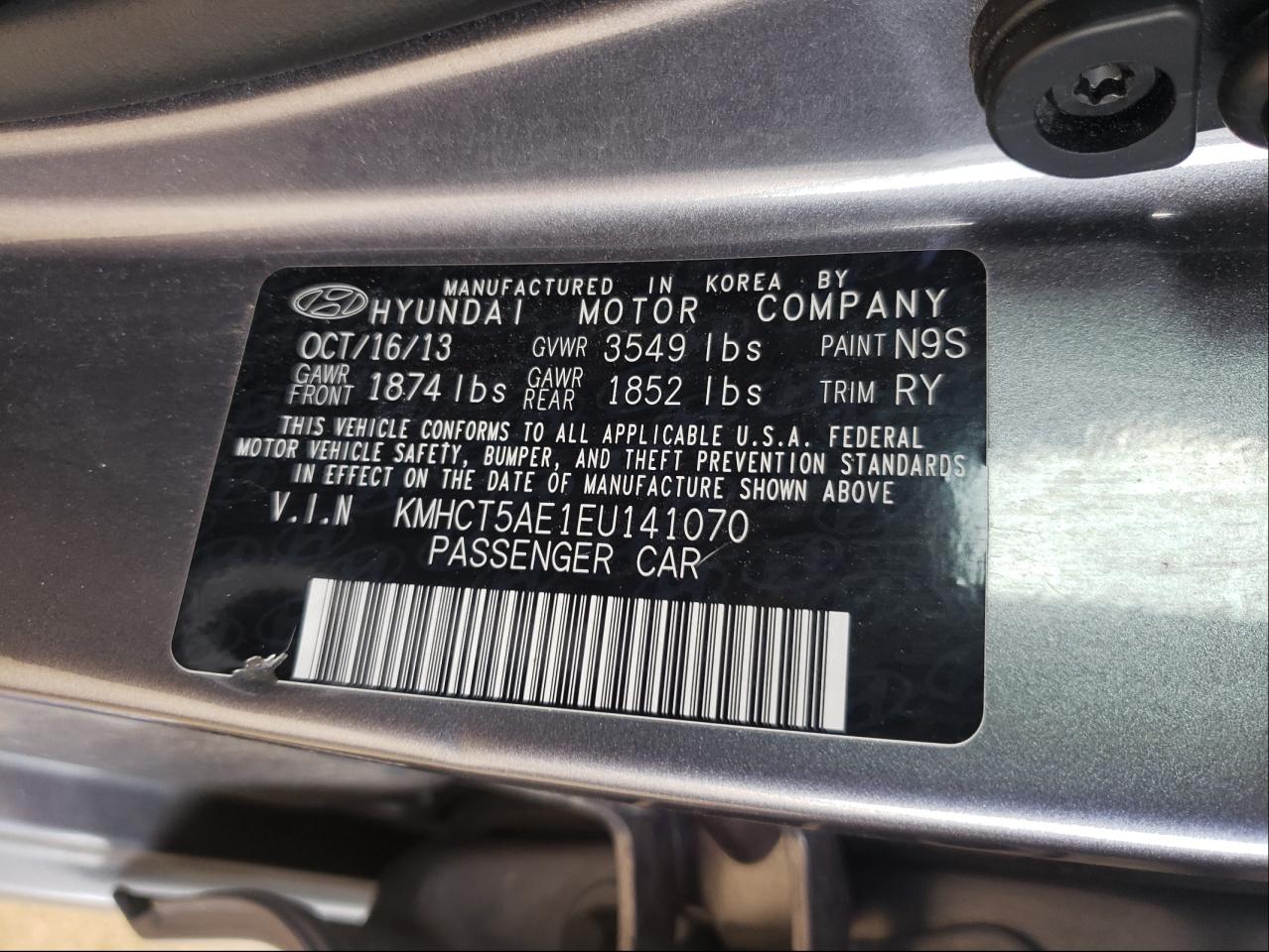 Photo 10 from auction – 2014 HYUNDAI ACCENT GLS with VIN KMHCT5AE1EU141070