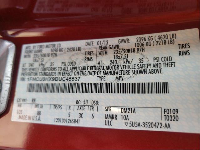 Photo 10 from auction – 2013 FORD ESCAPE SEL with VIN 1FMCU0HX9DUC45537