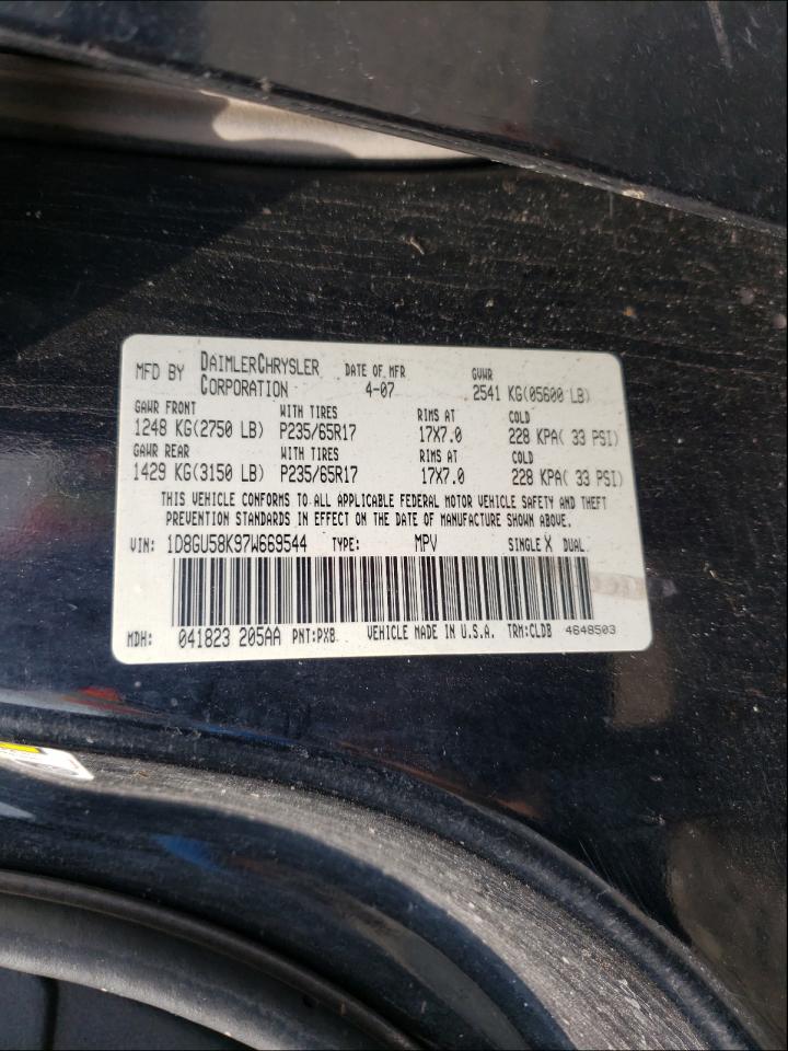 Photo 10 from auction – 2007 DODGE NITRO SLT with VIN 1D8GU58K97W669544