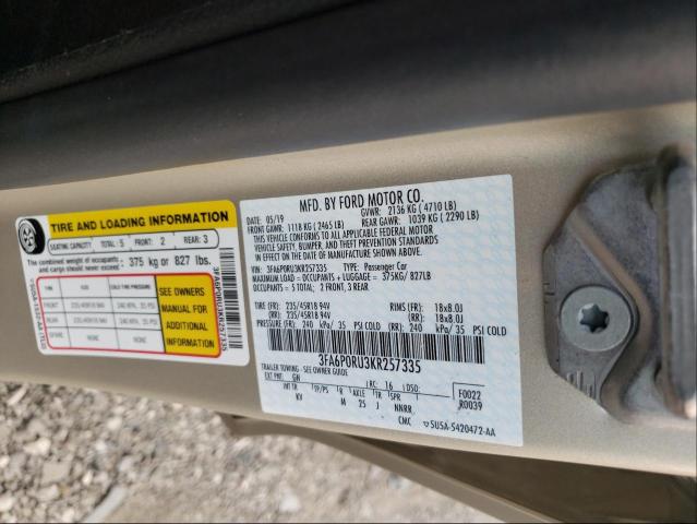 Photo 10 from auction – 2019 FORD FUSION TIT with VIN 3FA6P0RU3KR257335