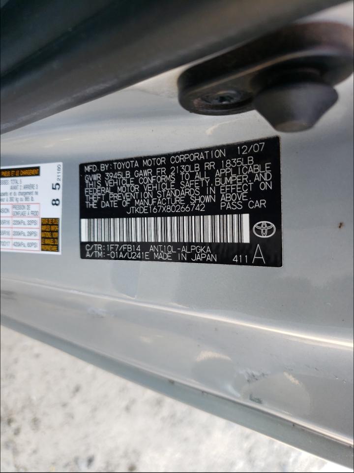Photo 10 from auction – 2008 SCION TC with VIN JTKDE167X80266742