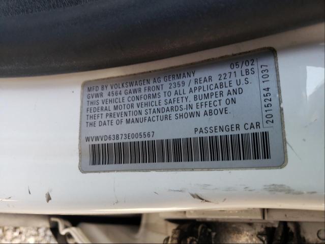 Photo 10 from auction – 2003 VOLKSWAGEN PASSAT GLS with VIN WVWVD63B73E005567