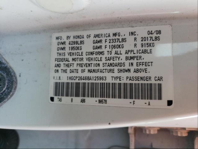 Photo 10 from auction – 2008 HONDA ACCORD with VIN 1HGCP26468A125963