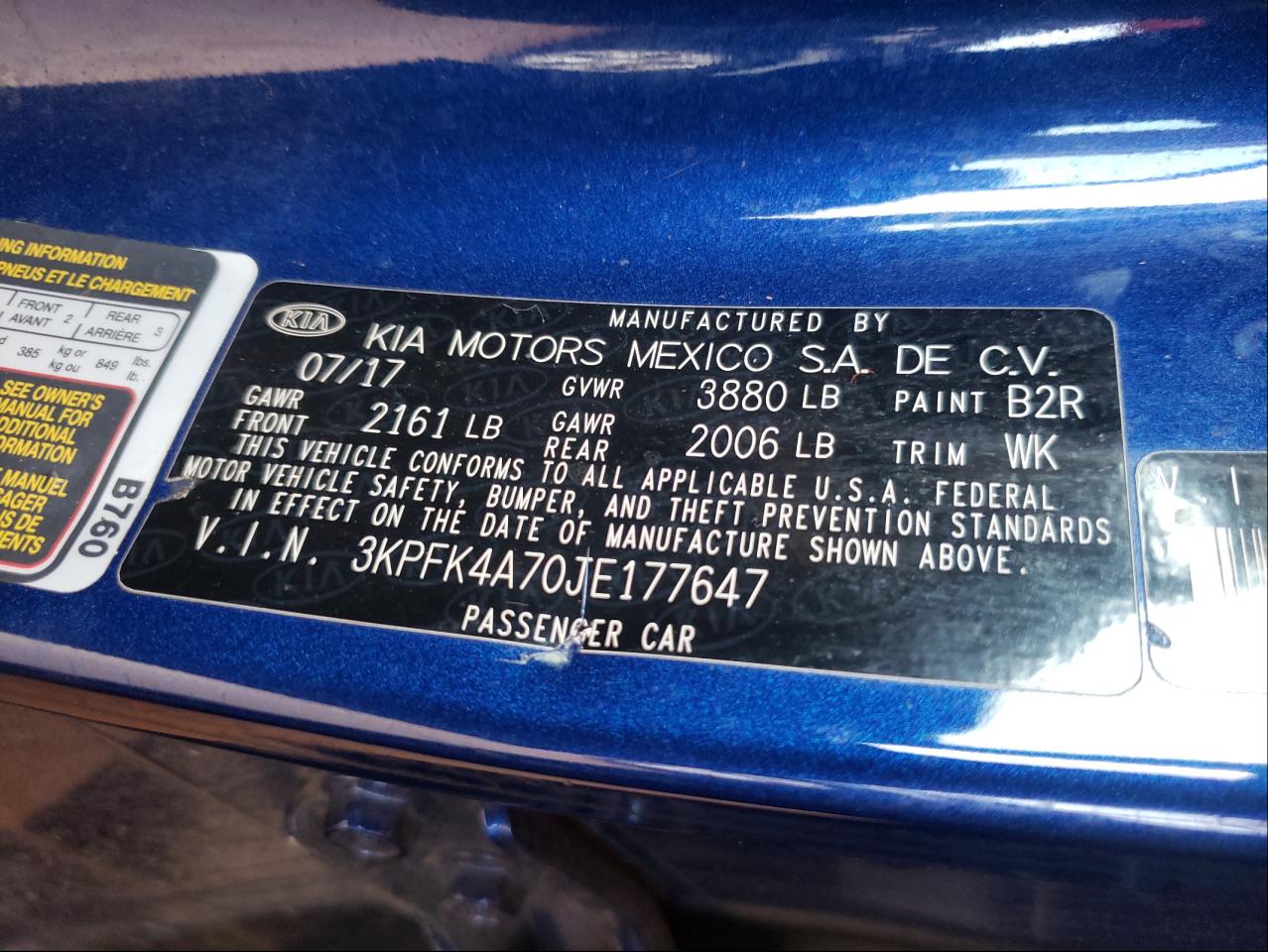 Photo 10 from auction – 2018 KIA FORTE LX with VIN 3KPFK4A70JE177647