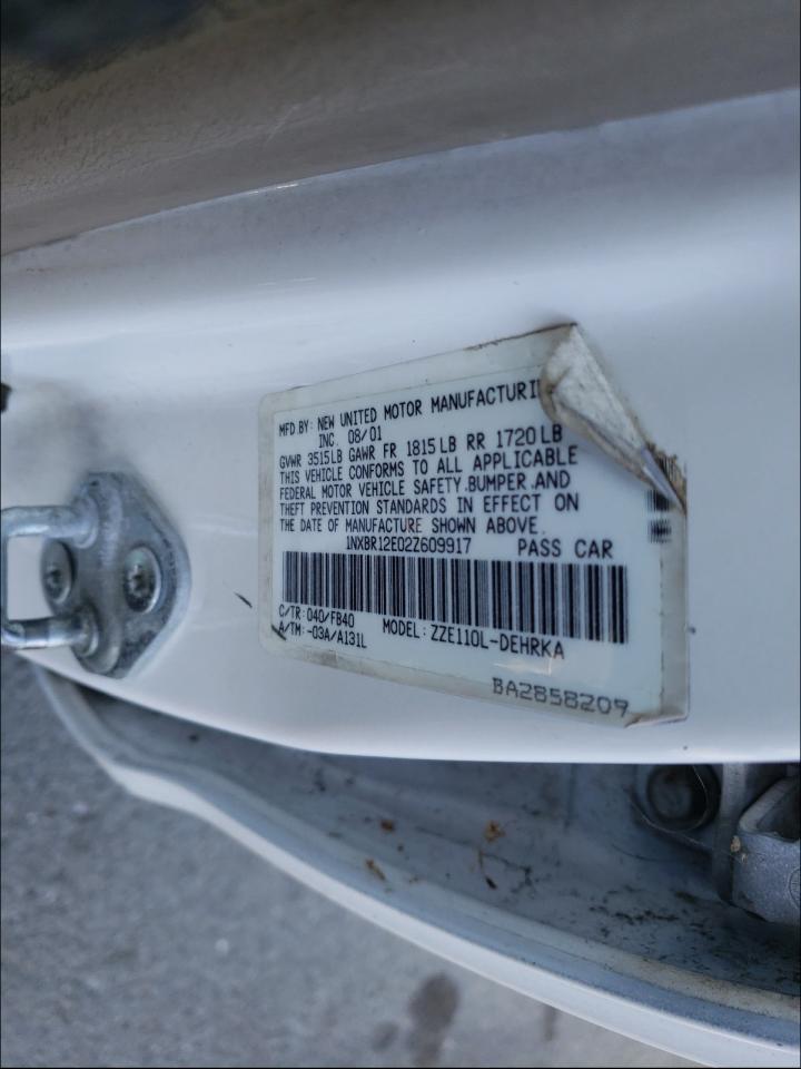 Photo 10 from auction – 2002 TOYOTA COROLLA CE with VIN 1NXBR12E02Z609917