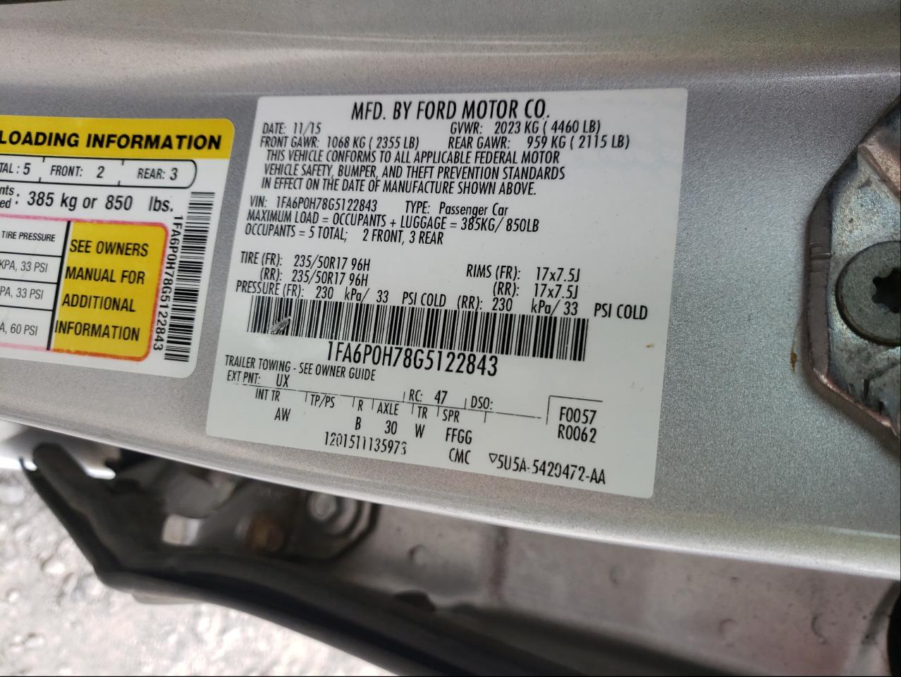 Photo 10 from auction – 2016 FORD FUSION SE with VIN 1FA6P0H78G5122843