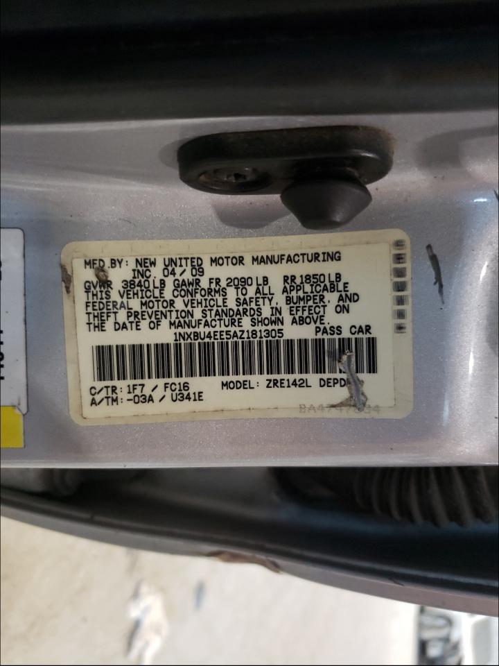 Photo 10 from auction – 2010 TOYOTA COROLLA BA with VIN 1NXBU4EE5AZ181305