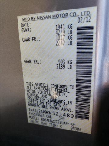 Photo 10 from auction – 2012 NISSAN ALTIMA BAS with VIN 1N4AL2AP9CN521489