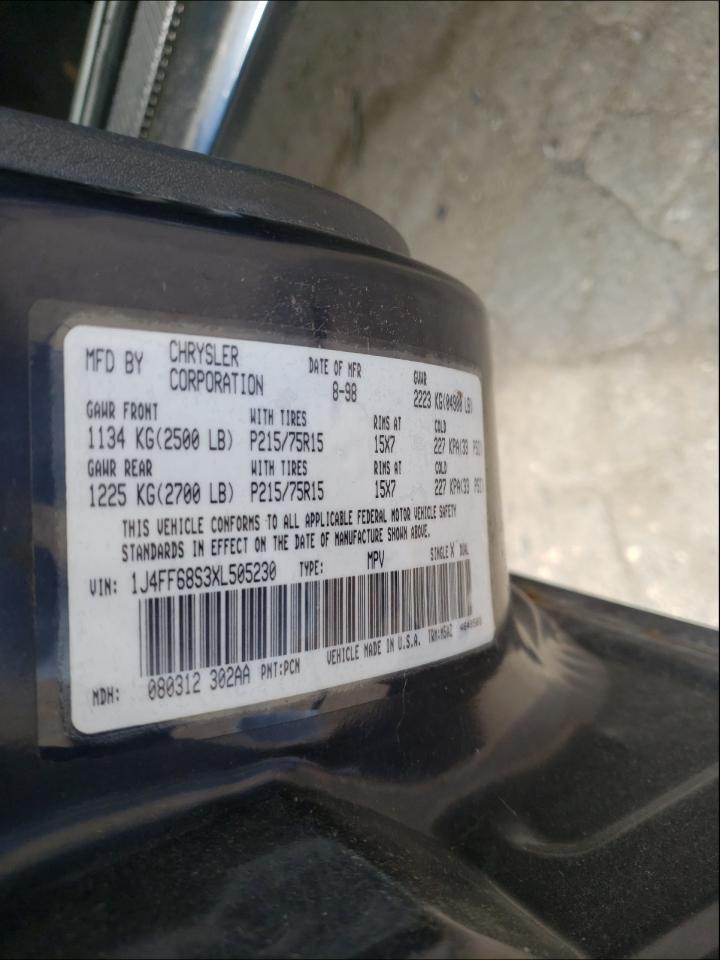 Photo 10 from auction – 1999 JEEP CHEROKEE S with VIN 1J4FF68S3XL505230