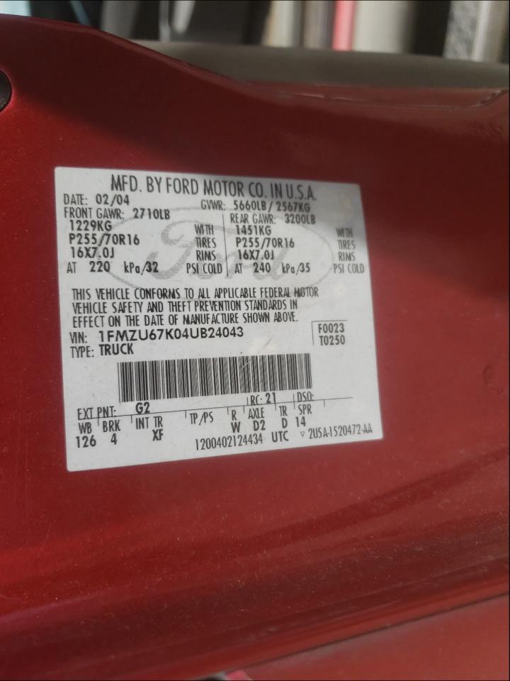 Photo 10 from auction – 2003 FORD EXPLORER S with VIN 1FMZU67E83UA17606