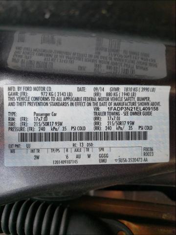 Photo 10 from auction – 2014 FORD FOCUS TITA with VIN 1FADP3N21EL409158