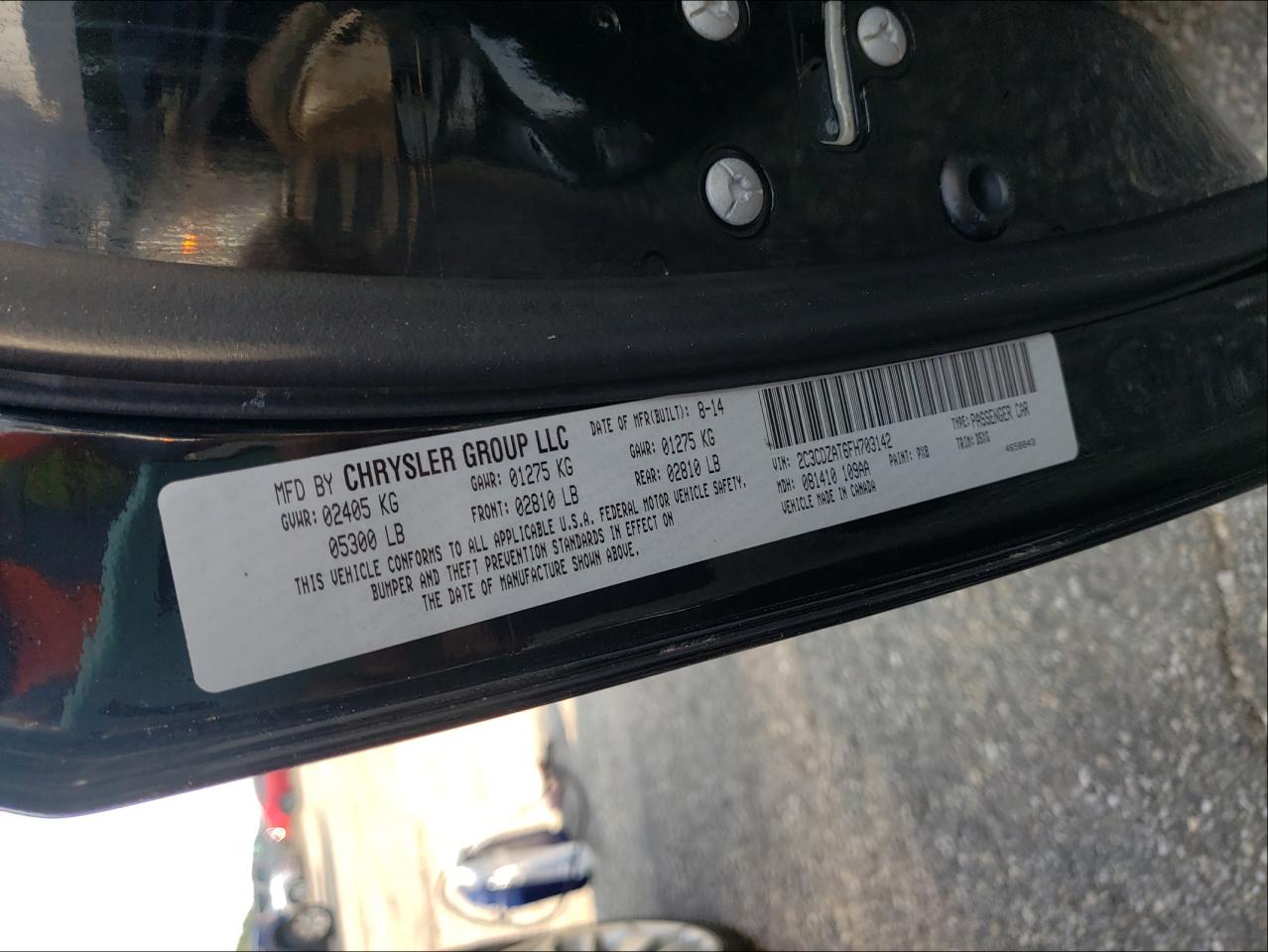 Photo 10 from auction – 2015 DODGE CHALLENGER with VIN 2C3CDZAT6FH703142