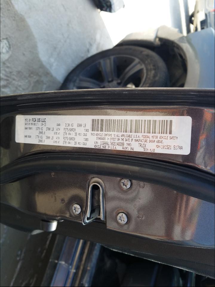 Photo 10 from auction – 2016 RAM 1500 SLT with VIN 1C6RR6LT0GS148399