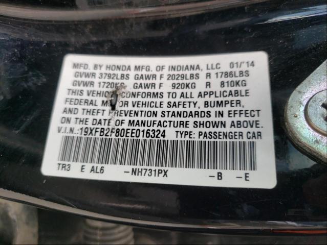 Photo 10 from auction – 2014 HONDA CIVIC EX with VIN 19XFB2F80EE016324