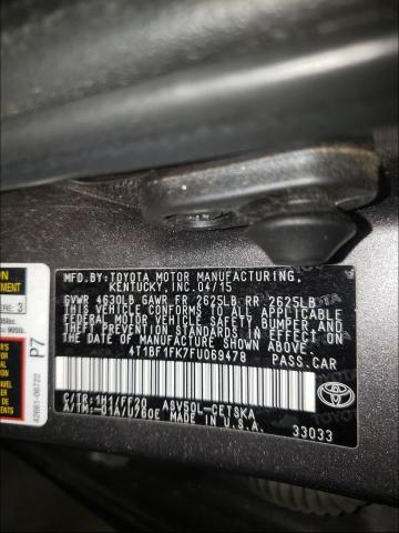 Photo 10 from auction – 2015 TOYOTA CAMRY LE with VIN 4T1BF1FK7FU069478