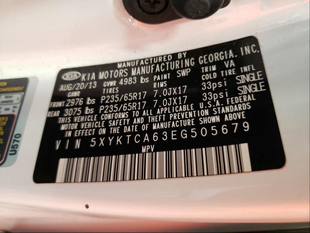 Photo 10 from auction – 2014 KIA SORENTO with VIN 5XYKTCA63EG505679